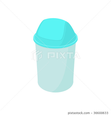 Trash plastic can with lid icon, cartoon style Trash plastic can with lid icon, cartoon style 36688633
