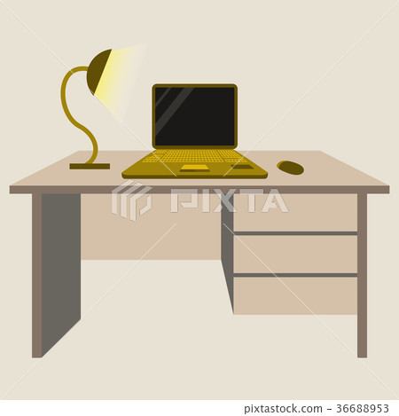 Workplace Desk computer lamp Top Angle View Flat Workplace Desk computer lamp Top Angle View Flat 36688953