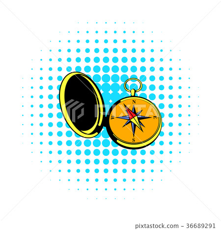 Vintage compass icon, comics style 36689291