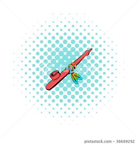 Indian peace pipe icon, comics style Indian peace pipe icon, comics style 36689292