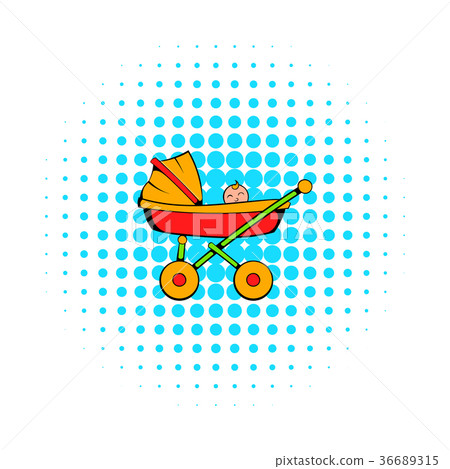 Baby carriage icon, comics style Baby carriage icon, comics style 36689315