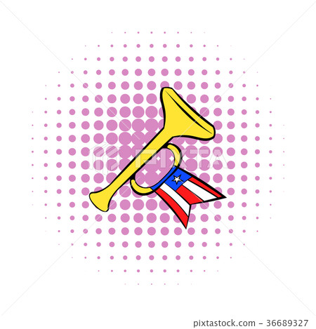Trumpet with USA flag icon, comics style 36689327