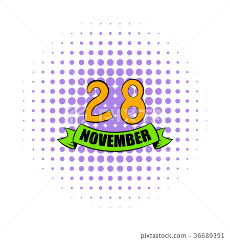 28 november date icon, comics style 36689391