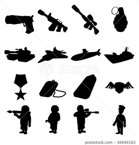 Military and war silhouettes icons set Military and war silhouettes icons set 36690162