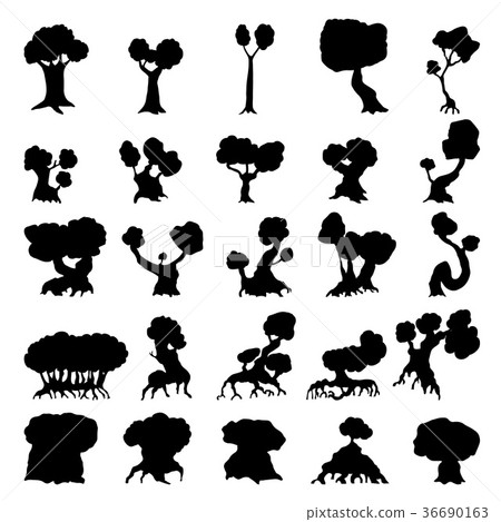 Trees silhouettes set 36690163