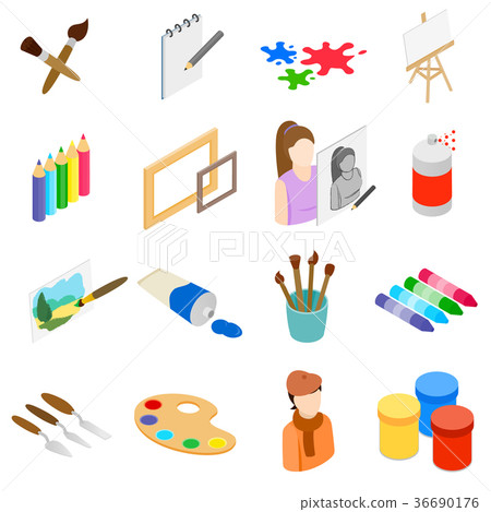 Art icons set, isometric 3d style - Stock Illustration [36690176] - PIXTA
