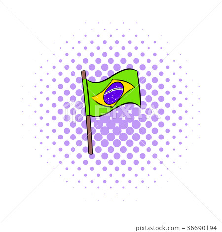 Brazil flag icon, comics style 36690194
