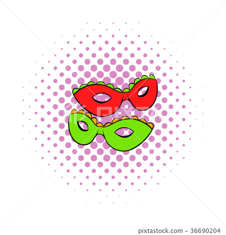 Carnival masks icon, comics style 36690204