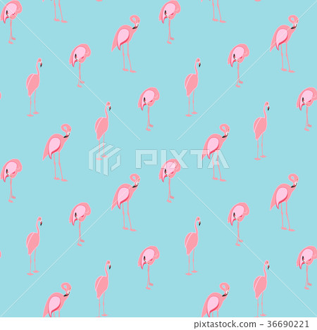 Colorful pink flamingo isolated on blue background Colorful pink flamingo isolated on blue background 36690221