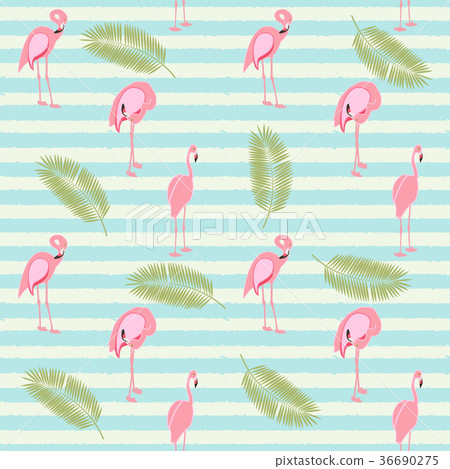 Colorful Pink Flamingo Seamless Pattern Background 36690275