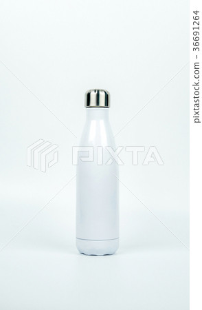 White thermos bottle with sport design on white  36691264