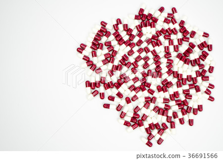 Colorful of antibiotic capsules pills isolated Colorful of antibiotic capsules pills isolated 36691566