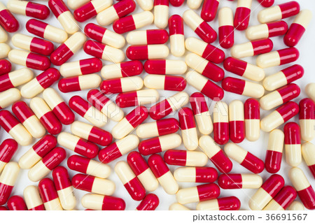 Colorful of antibiotic capsules pills isolated Colorful of antibiotic capsules pills isolated 36691567