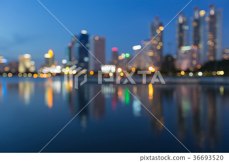 Reflection blurred bokeh light office building Reflection blurred bokeh light office building 36693520