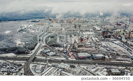 aerial view of winter city aerial view of winter city 36694550