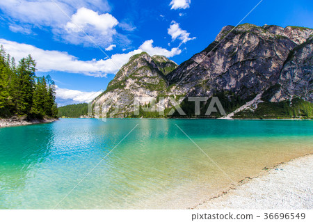Braies lake ( Lago di Braies) in the Dolomites 36696549
