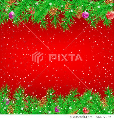 Spruce branch red Christmas background Spruce branch red Christmas background 36697286