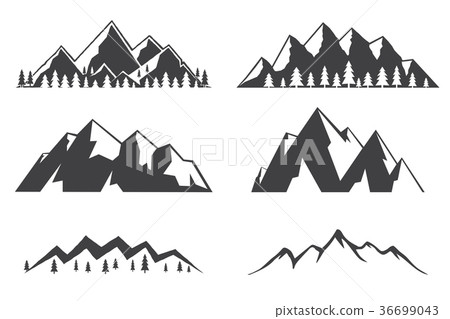 Set of mountains icons isolated on white - Stock Illustration [36699043 ...