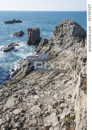 Japan Sea and cliffs of Tojinbo Japan Sea and cliffs of Tojinbo 36700107