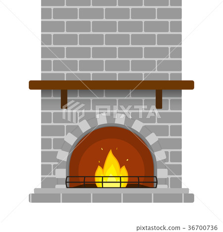 Brick Fireplace Isolated 36700736