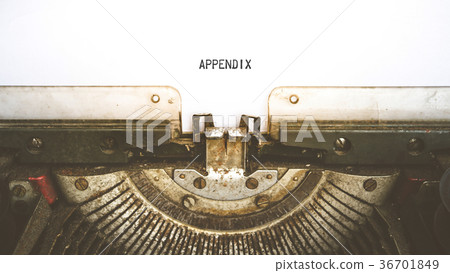 Typewriter and empty white paper word Appendix 36701849
