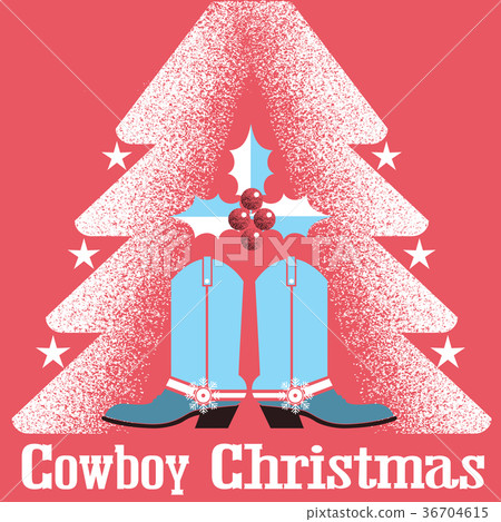 Cowboy christmas card red background 36704615