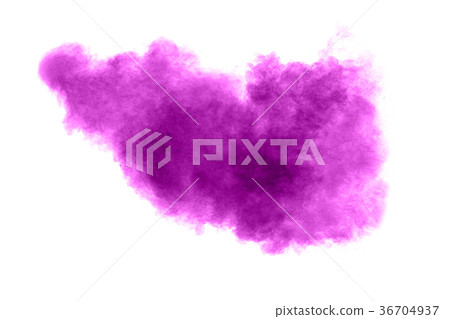 violet powder explosion on white background 36704937
