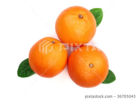 Orange with leaf isolated on the white background 36705043