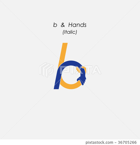 b - Letter abstract icon & hands logo design b - Letter abstract icon & hands logo design 36705266