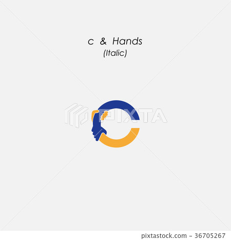 c - Letter abstract icon & hands logo design c - Letter abstract icon & hands logo design 36705267