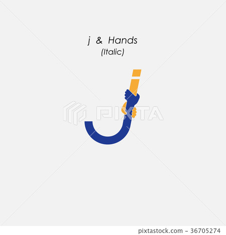 j - Letter abstract icon & hands logo design j - Letter abstract icon & hands logo design 36705274