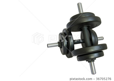 Two dumbbells isolated on white background Two dumbbells isolated on white background 36705276