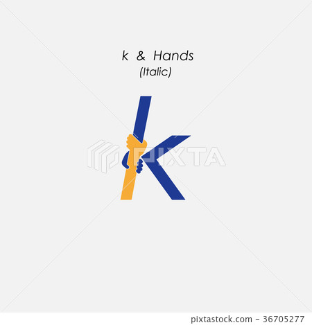 k - Letter abstract icon & hands logo design 36705277
