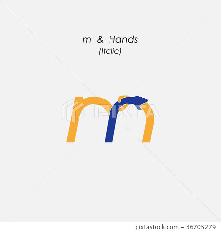 m - Letter abstract icon & hands logo design  36705279