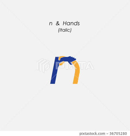 n - Letter abstract icon & hands logo design n - Letter abstract icon & hands logo design 36705280