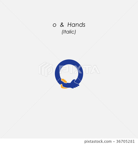 o - Letter abstract icon & hands logo design o - Letter abstract icon & hands logo design 36705281