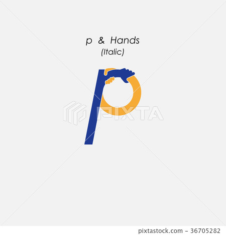 p - Letter abstract icon & hands logo design p - Letter abstract icon & hands logo design 36705282