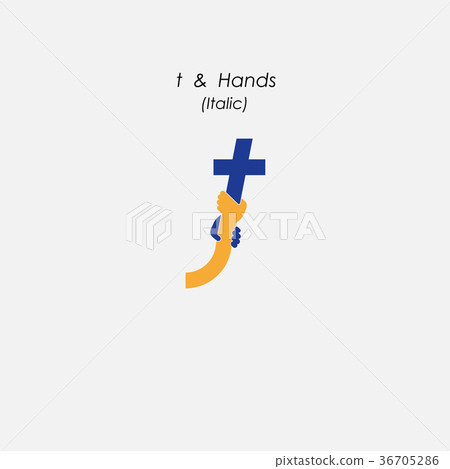 t - Letter abstract icon & hands logo design t - Letter abstract icon & hands logo design 36705286