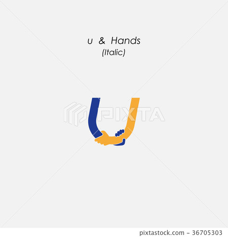 u - Letter abstract icon & hands logo design u - Letter abstract icon & hands logo design 36705303
