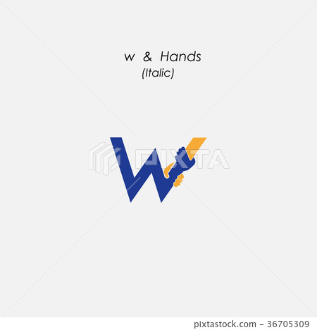 w - Letter abstract icon & hands logo design w - Letter abstract icon & hands logo design 36705309