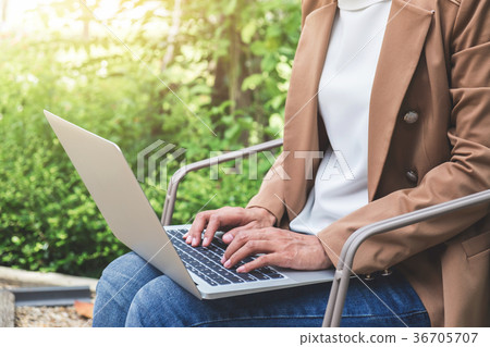 Work and relax, Woman freelancer is working on computer laptop, Work and relax, Woman freelancer is working on computer laptop, 36705707