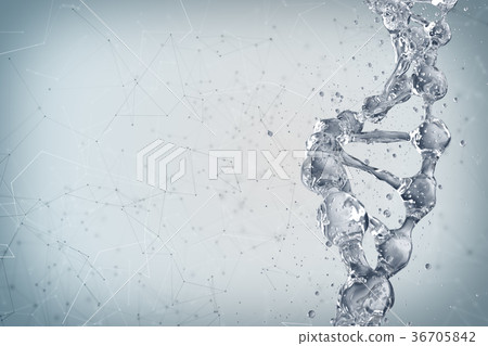 3d illustration of DNA molecule model from water. 3d illustration of DNA molecule model from water. 36705842