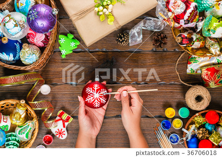 Christmas decorations, balls, toy and gift boxes Christmas decorations, balls, toy and gift boxes 36706018
