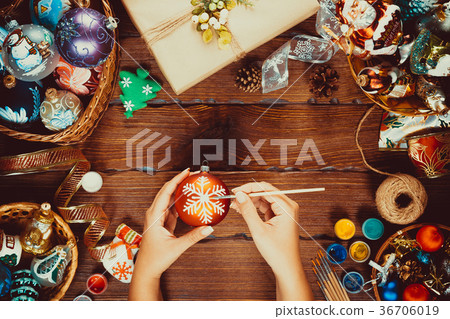 Christmas decorations, balls, toy and gift boxes  36706019