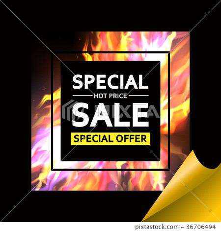 Vector labels for sale. Yellow and red fire with Vector labels for sale. Yellow and red fire with 36706494