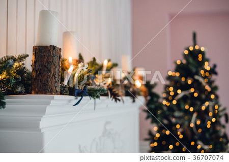 Christmas Fireplace, Xmas Lights Decoration, Tree 36707074