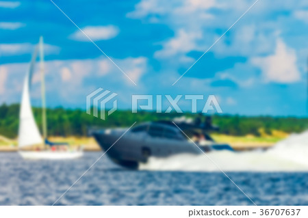 Speed boat - blurred image Speed boat - blurred image 36707637