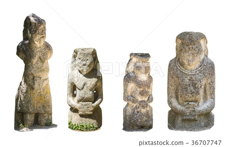 Ancient kurgan stelae isolated on white background Ancient kurgan stelae isolated on white background 36707747