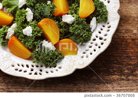 Golden beet salad with fresh kale lettuce, feta Golden beet salad with fresh kale lettuce, feta 36707808
