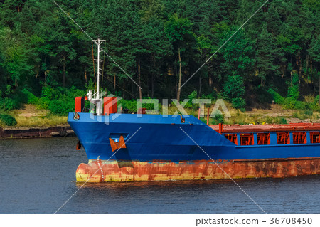Blue cargo ship 36708450